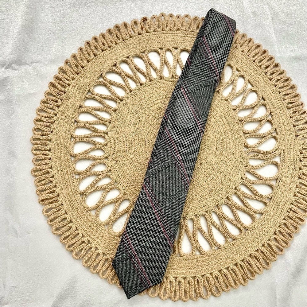 The Tie Bar Houndstooth Black/White/Pink Tie